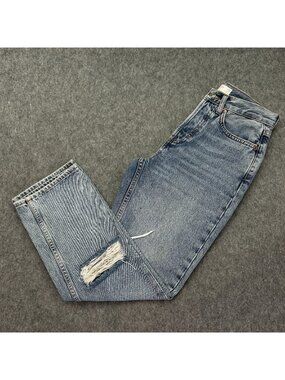 Topshop Dad Jeans Women's Size 26 X 28 Petite Button Fly Distressed Denim